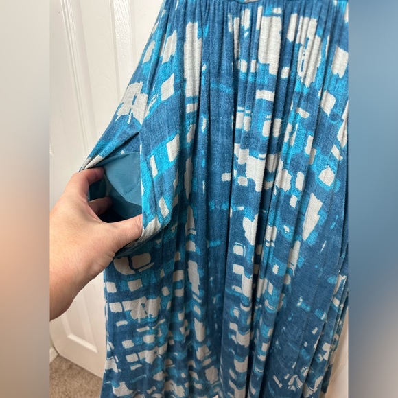 Anthro PLENTY By TRACY REESE Walkway Midi Dress Jersey Knit Teal Blue Ruched - Picture 10 of 15